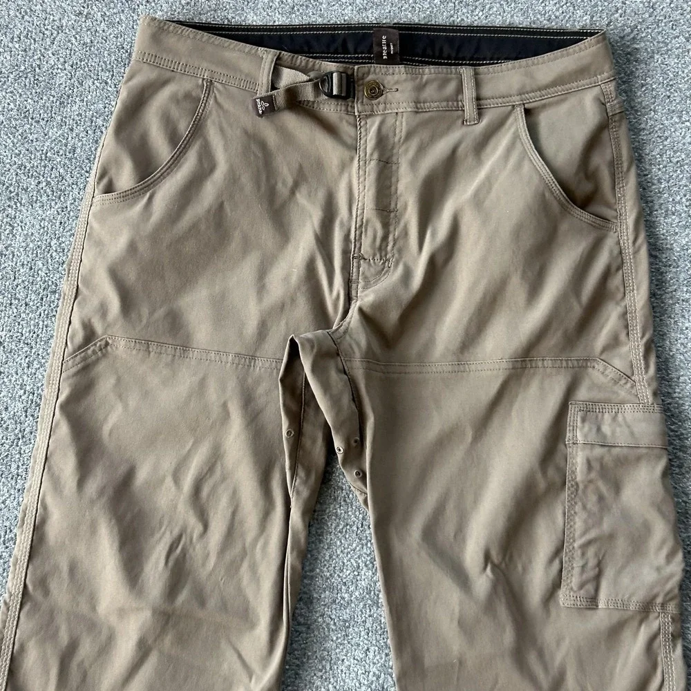 Prana Breathe Pants Mens Large 30L Brown Nylon Hiking Cargo Style‎ MAST30111